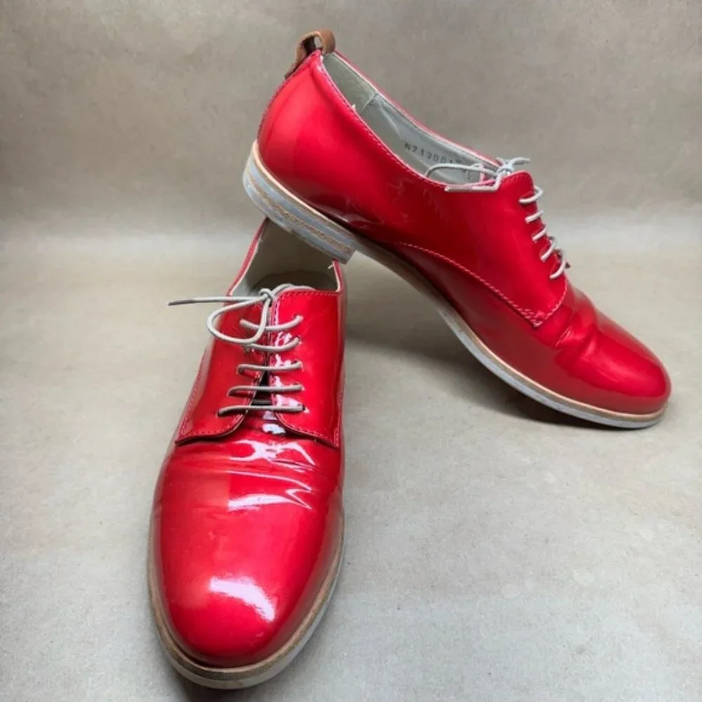 AGL Candy Apple Red Patent Leather Lace-Up Oxfords. Size EU 37.5 - Picture 3 of 7